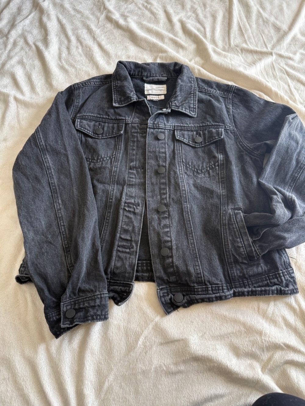 Black Denim Jacket - Classic Button-Front